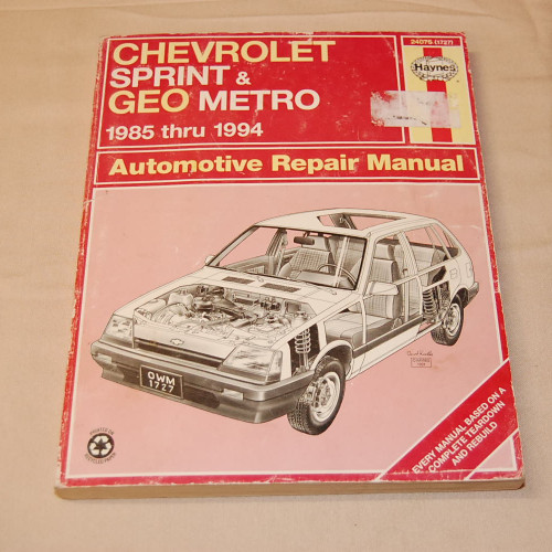 Automotive Repair Manual Chevrolet Sprint & Geo Metro 1985-1994